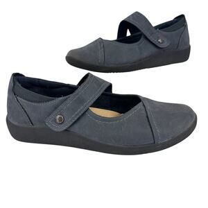 Earth Spirit Tabi Mary Jane Loafers Size 9 Navy Blue Faux Suede Comfort Shoes